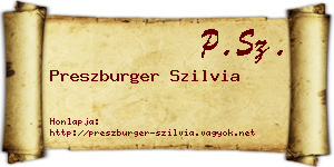 Preszburger Szilvia névjegykártya